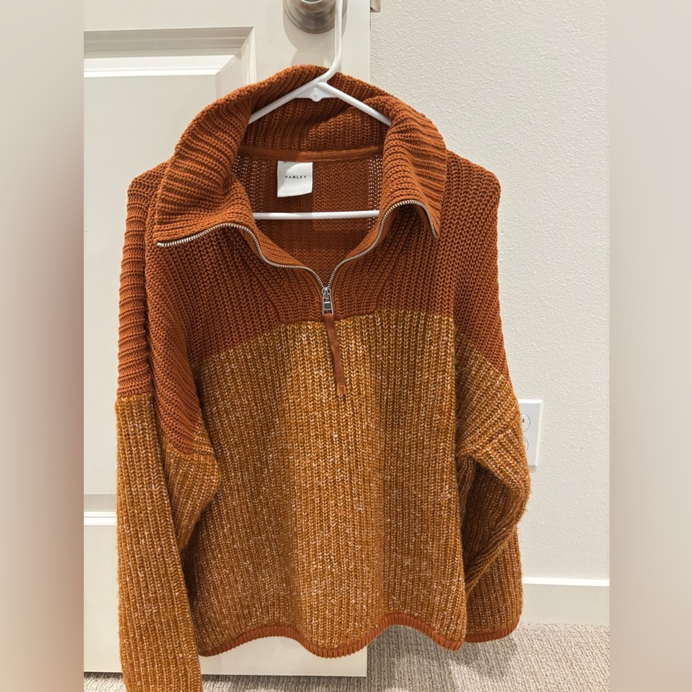 Varley Half Zip Sweater, burnt orange, size XS